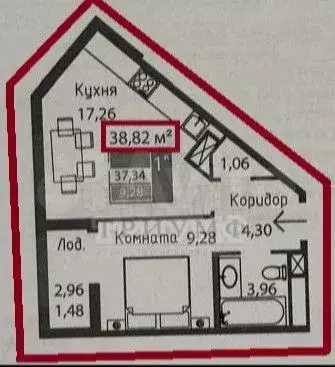 1-к. квартира, 39 м, 2/15 эт. - Фото 0