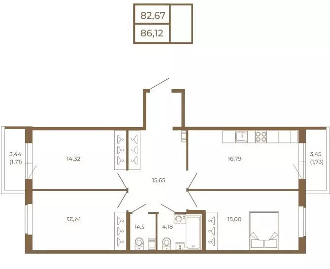 3-комнатная квартира: Сертолово, ЖК Новая История (86.12 м) - Фото 1