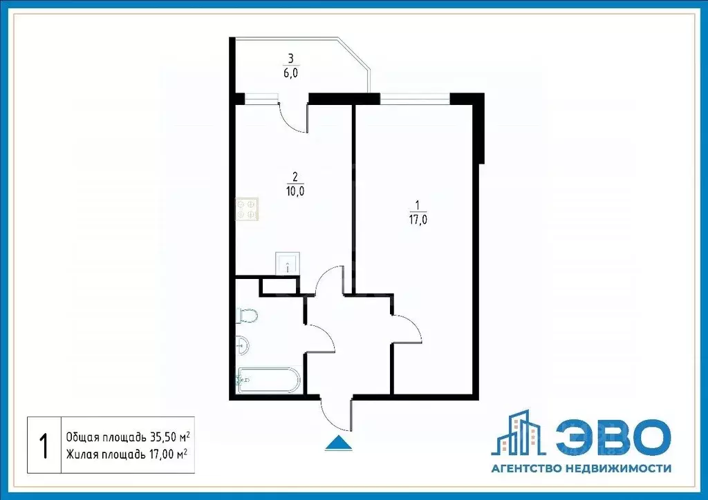 1-к кв. Ленинградская область, Всеволожский район, пос. Бугры бул. ... - Фото 2