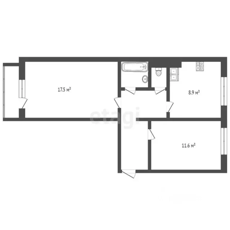 2-к кв. Ямало-Ненецкий АО, Ноябрьск ул. 8 Марта, 5 (51.9 м) - Фото 2