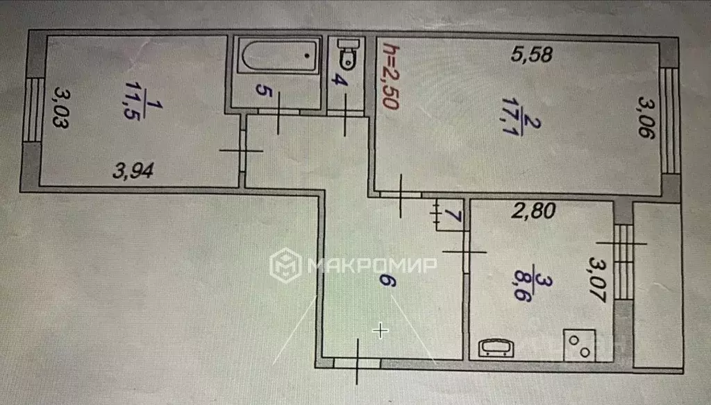 2-к кв. Ханты-Мансийский АО, Сургут ул. Просвещения, 37 (52.9 м) - Фото 1