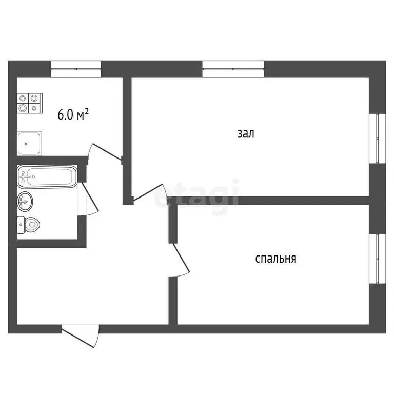 2-комнатная квартира: Коряки, Колхозная улица, 18 (42.6 м) - Фото 1