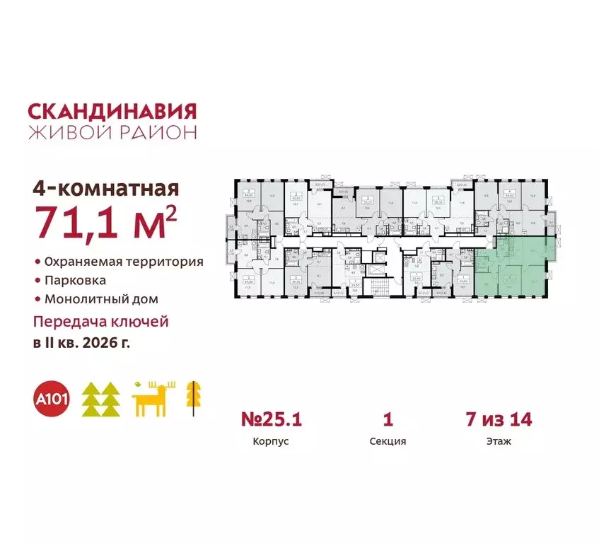 4-комнатная квартира: Москва, поселение Сосенское, жилой комплекс ... - Фото 1