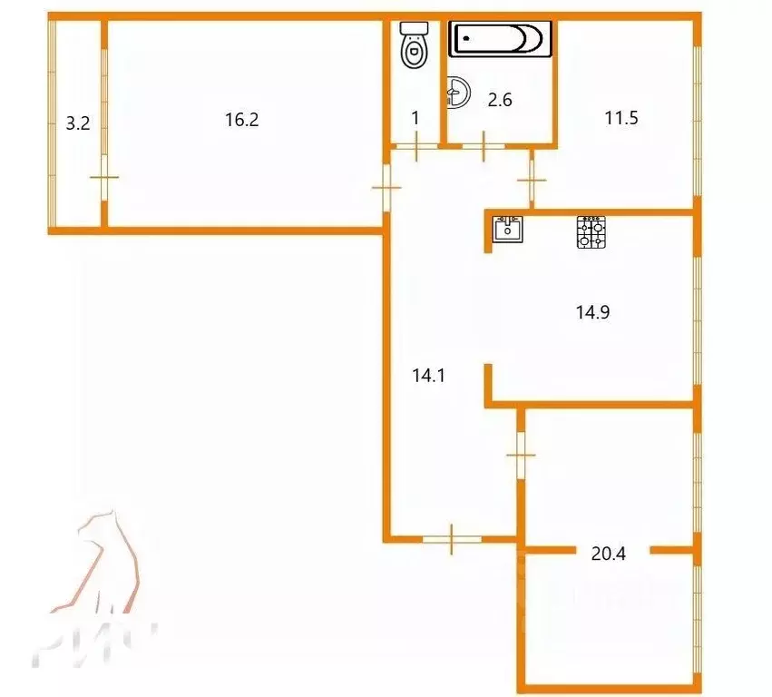 3-к кв. Санкт-Петербург Комендантский просп., 21К2 (79.0 м) - Фото 1