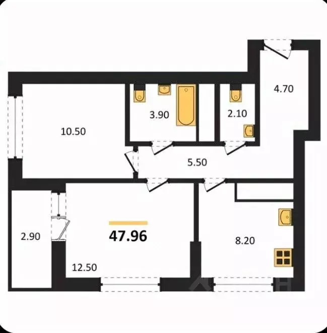 2-к кв. Свердловская область, Екатеринбург ул. Черкасская, 7к5 (47.8 ... - Фото 2