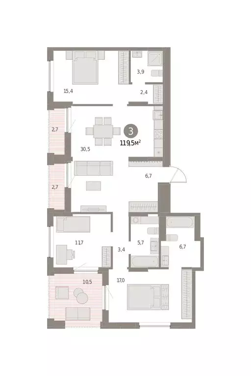 3-комнатная квартира: Екатеринбург, улица Гастелло, 18 (119.45 м) - Фото 1