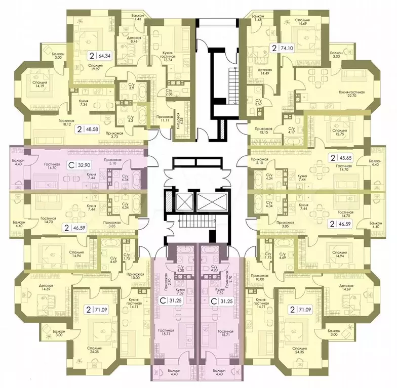 Квартира-студия, 31,8 м, 15/17 эт. - Фото 1