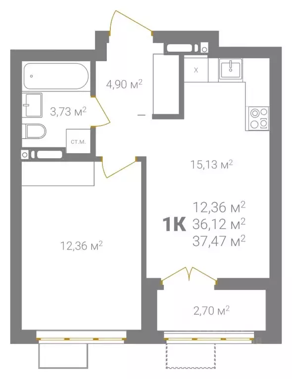 1-к кв. Нижегородская область, Нижний Новгород Ветеринарная ул. (37.47 ... - Фото 2