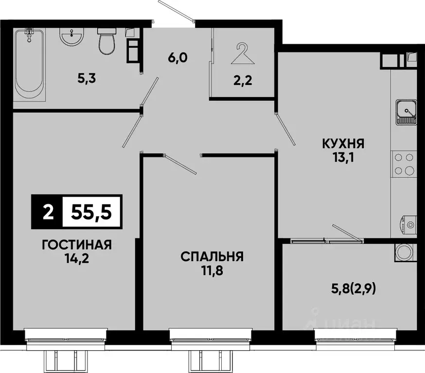 2-к кв. Ставропольский край, Кисловодск Моя Легенда жилой комплекс ... - Фото 1