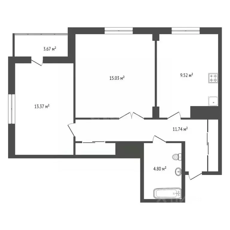 2-к кв. Красноярский край, Красноярск Дудинская ул., 2В (56.1 м) - Фото 2