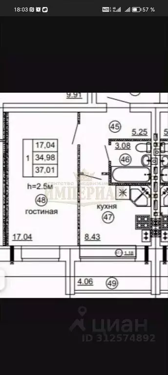 1-к кв. Марий Эл, Йошкар-Ола городской округ, д. Савино ул. Савино, 44 ... - Фото 0