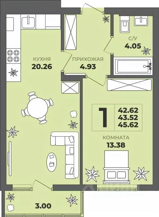 1-к кв. Калининградская область, Калининград ул. Генерала Толстикова, ... - Фото 1