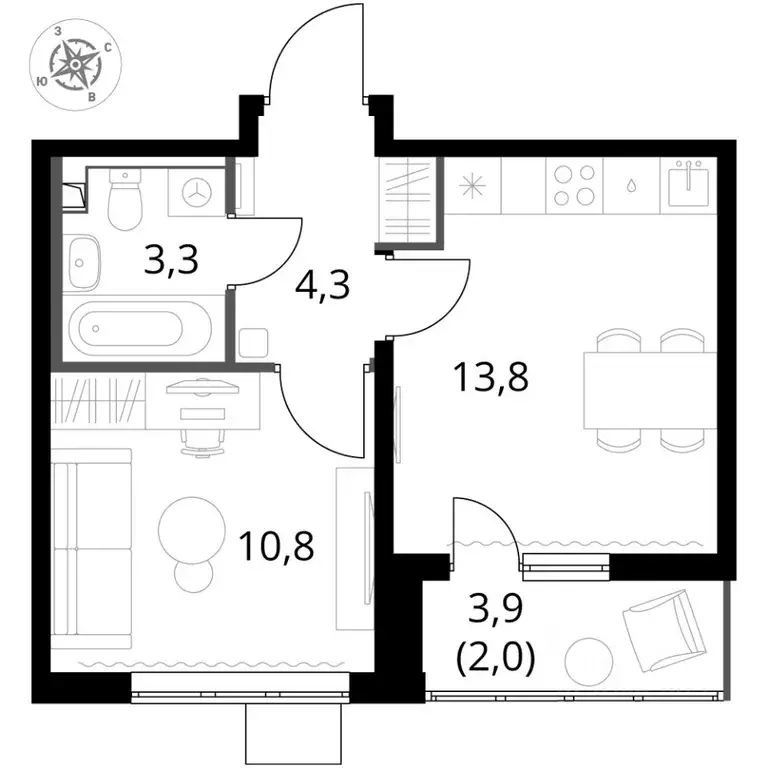 1-к кв. Московская область, Ленинский городской округ, пос. Ленинский ... - Фото 2
