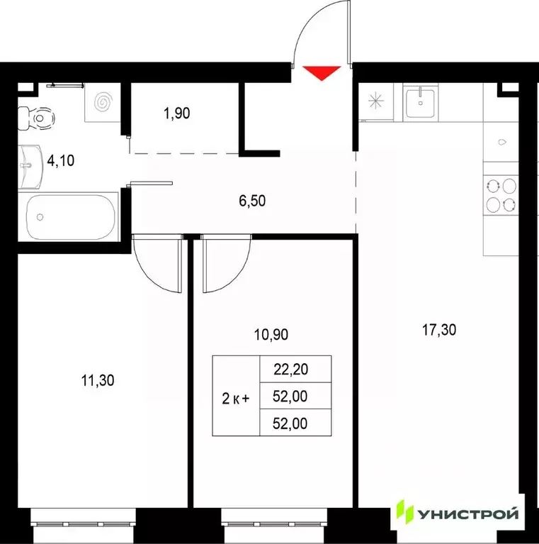 2-к кв. Татарстан, Казань Техническая ул. (52.0 м) - Фото 1