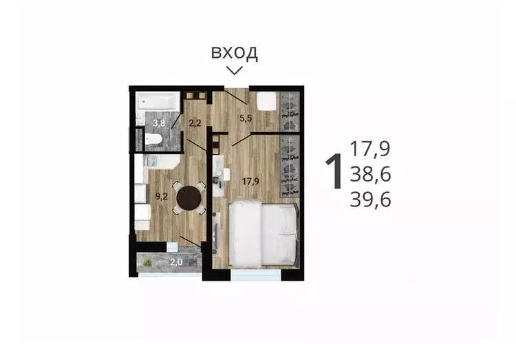 1-к кв. Воронежская область, Воронеж Цимлянская ул. (40.37 м) - Фото 0