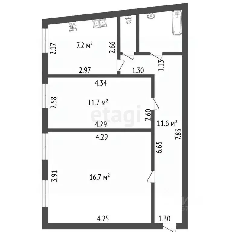 2-к кв. Санкт-Петербург Гончарная ул., 25 (50.9 м) - Фото 2