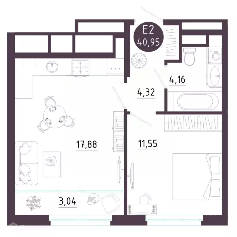 1-к кв. Рязанская область, Рязань Московское ш. (40.95 м) - Фото 1