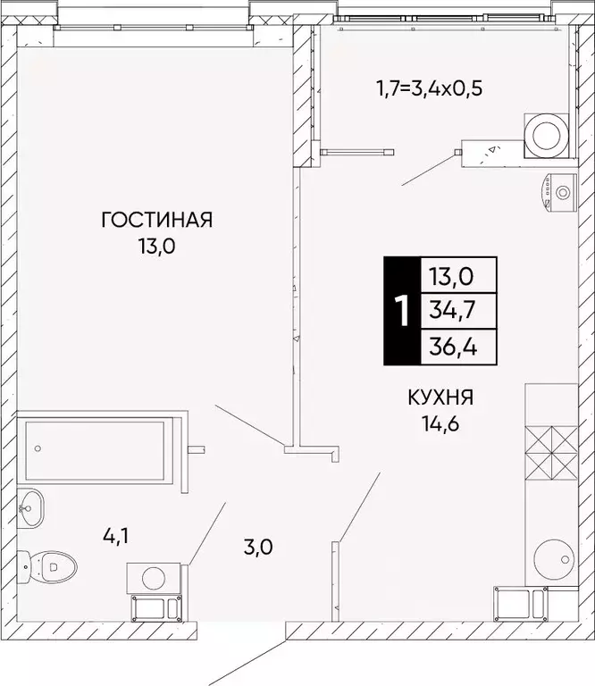 1-к кв. Ростовская область, Ростов-на-Дону Левобережье жилой комплекс ... - Фото 0