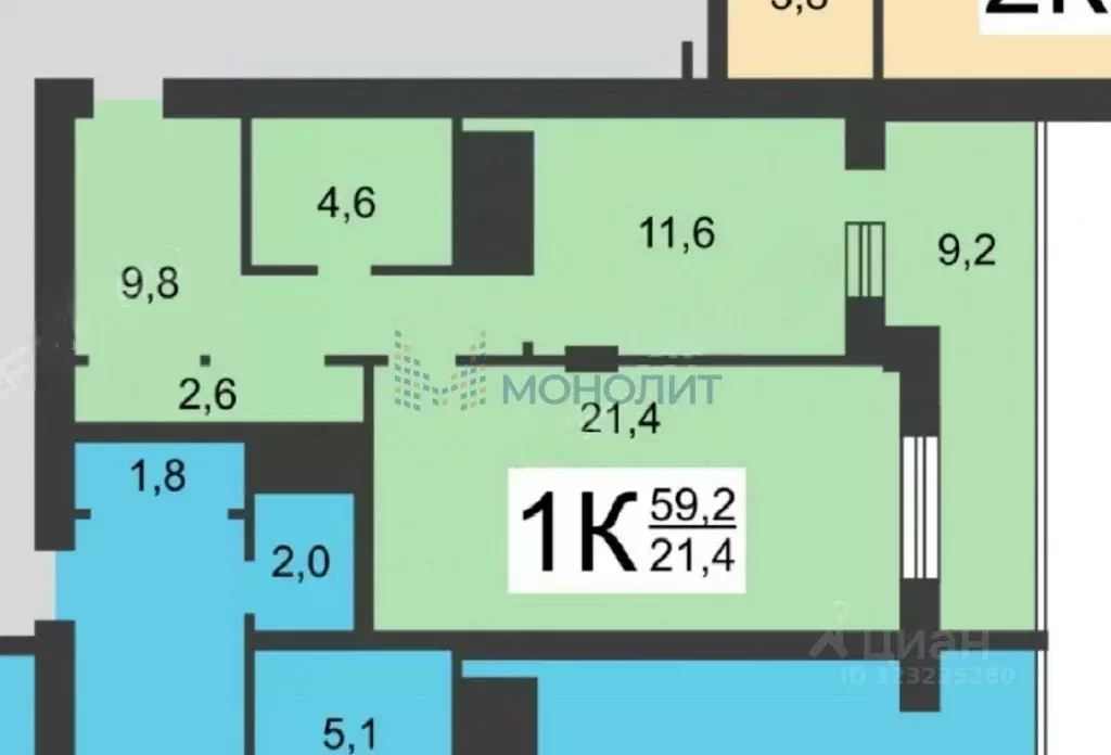 1-к кв. Нижегородская область, Нижний Новгород Республиканская ул., ... - Фото 2