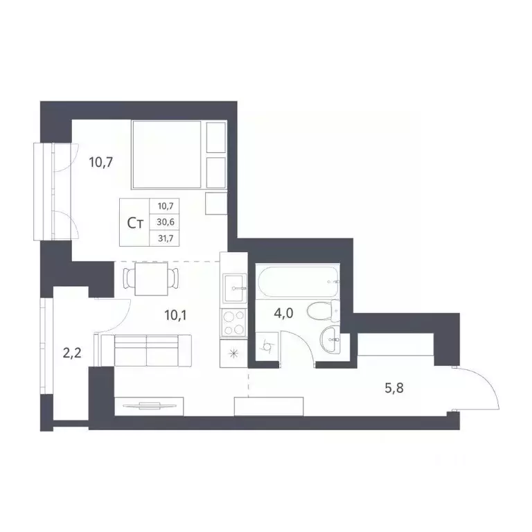 Студия Новосибирская область, Новосибирск Красный просп., 236 (30.6 м) - Фото 1