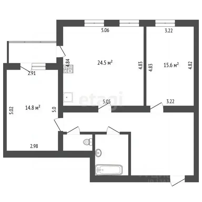 2-к кв. Белгородская область, Белгород ул. Горького, 52б (83.1 м) - Фото 2