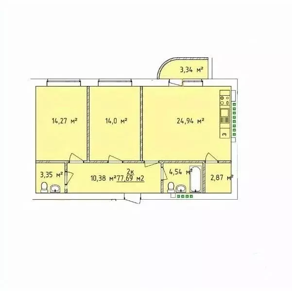 2-к кв. Ростовская область, Таганрог Кленовая ул. (77.69 м) - Фото 1