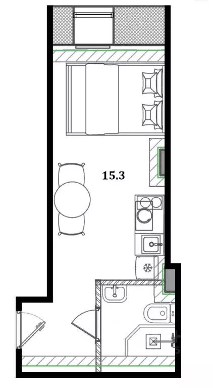 Студия Санкт-Петербург ул. Ленина, 28 (15.3 м) - Фото 1