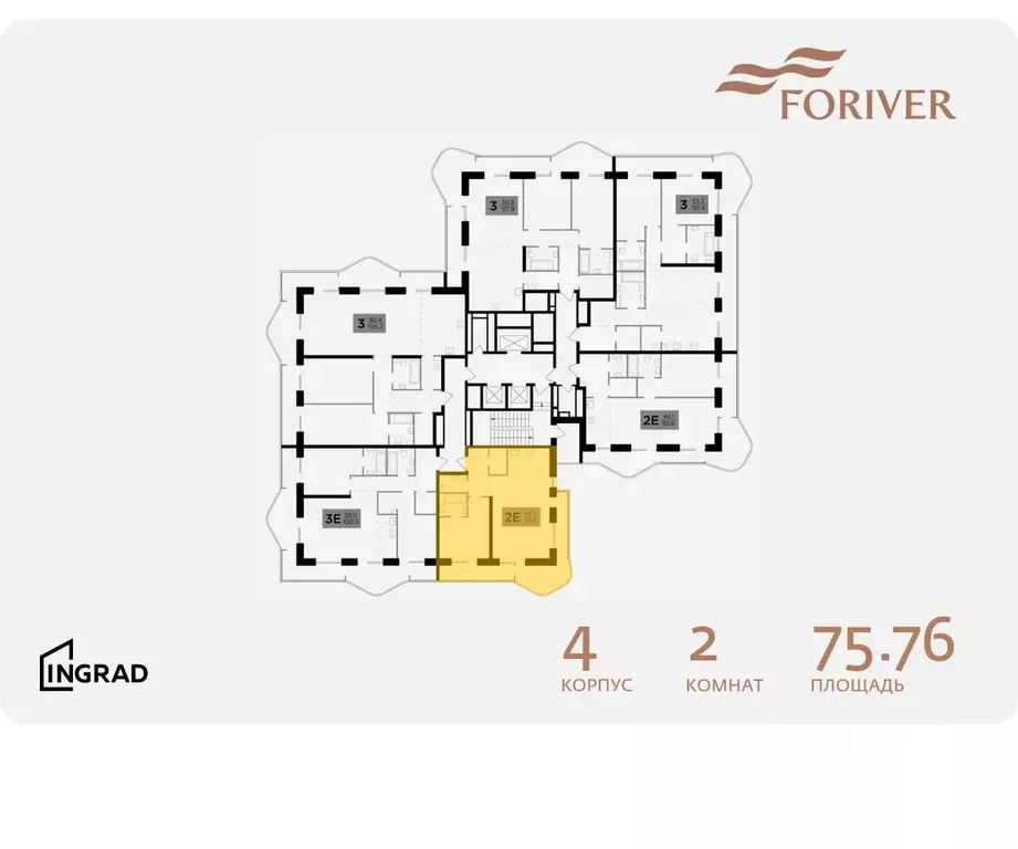 2-к кв. Москва Г мкр, Форивер жилой комплекс, 4 (75.76 м) - Фото 1