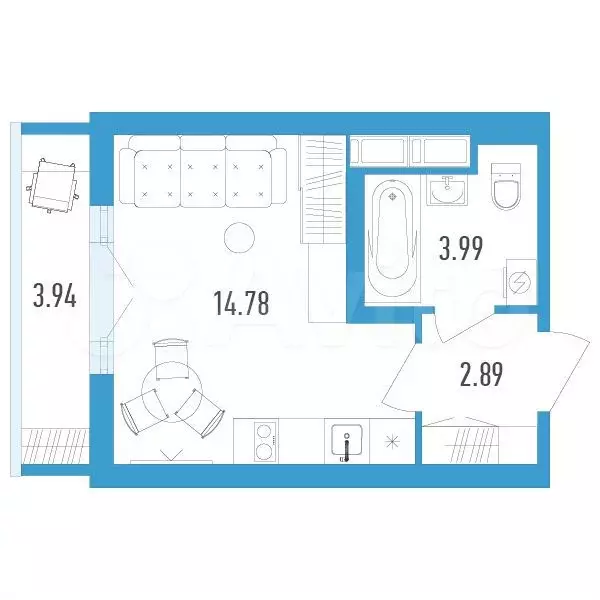 квартира-студия, 22 м, 9/12 эт. - Фото 0