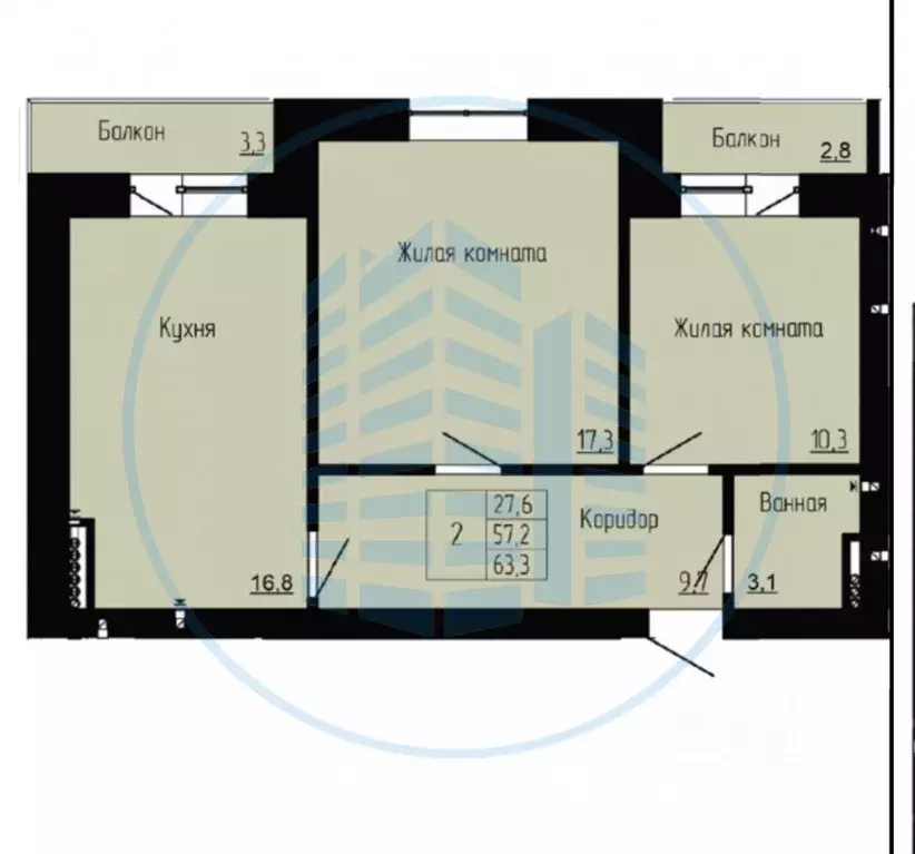 2-к кв. Ставропольский край, Ессентуки ул. Орджоникидзе, 97к2 (63.3 м) - Фото 1