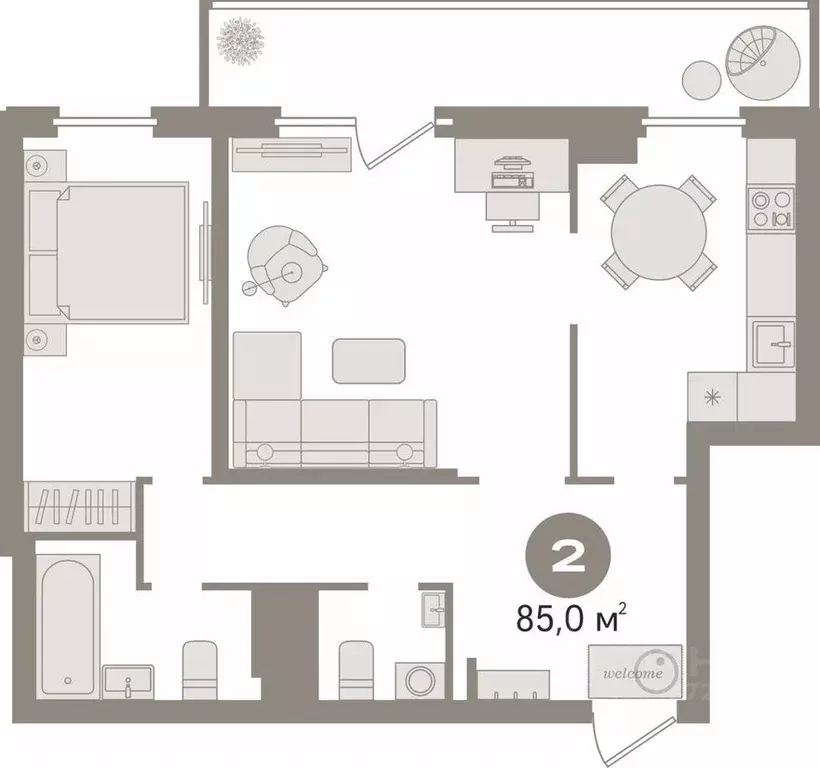 2-к кв. Свердловская область, Екатеринбург ул. Юмашева, 18 (85.0 м) - Фото 2