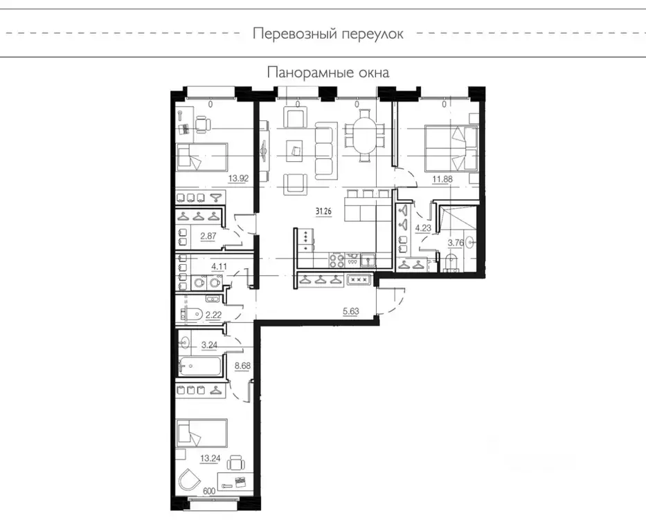 3-к кв. Санкт-Петербург ул. Стахановцев, 1 (103.2 м) - Фото 1