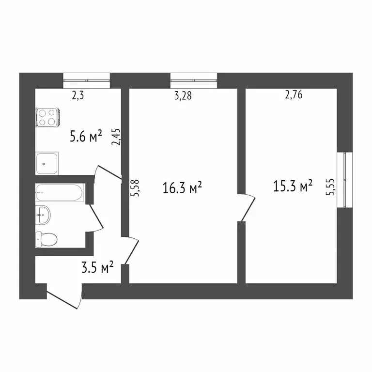 2-комнатная квартира: Севастополь, улица Льва Толстого, 32 (44.6 м) - Фото 1