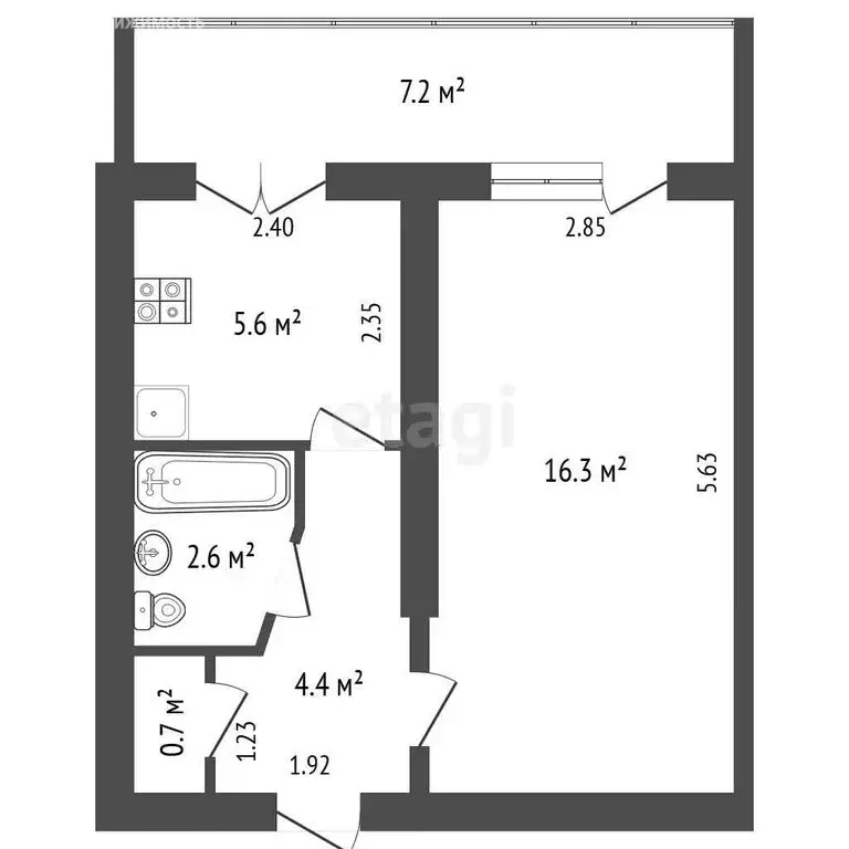 1-комнатная квартира: Ялта, улица Горького, 6 (33.2 м) - Фото 1
