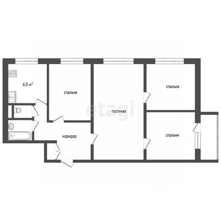 4-к кв. Ярославская область, Ярославль ул. Попова, 15 (62.3 м) - Фото 1