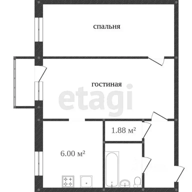 2-к кв. Костромская область, Кострома ул. Пушкина, 1 (43.2 м) - Фото 1