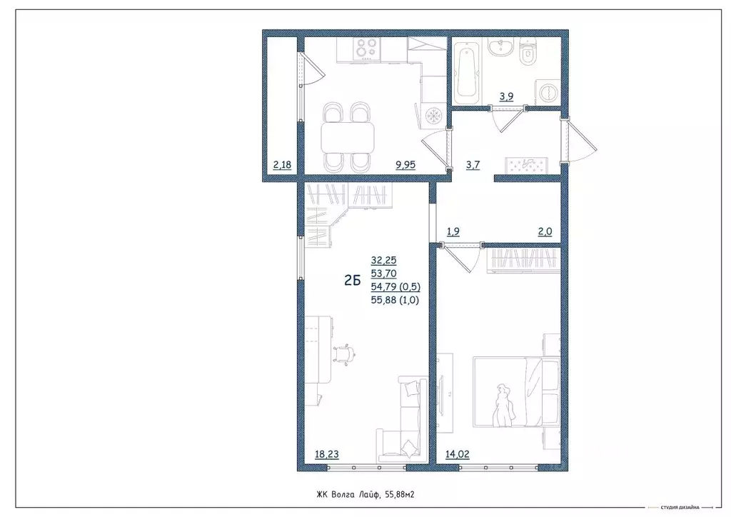 2-к кв. Тверская область, Тверь Новочеркасская ул., 49 (55.88 м) - Фото 1