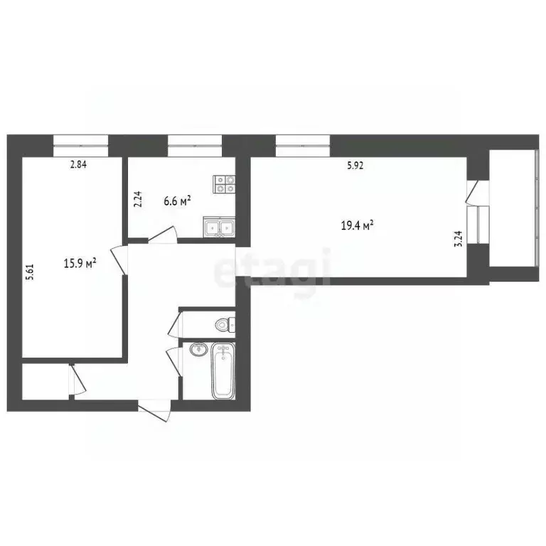 2-к кв. Томская область, Томск ул. Лебедева, 87 (57.7 м) - Фото 1