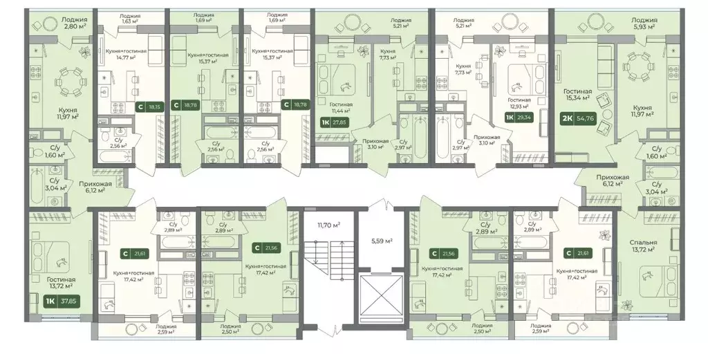 Студия Краснодарский край, Краснодар ул. Шевцова, 6 (18.15 м) - Фото 2