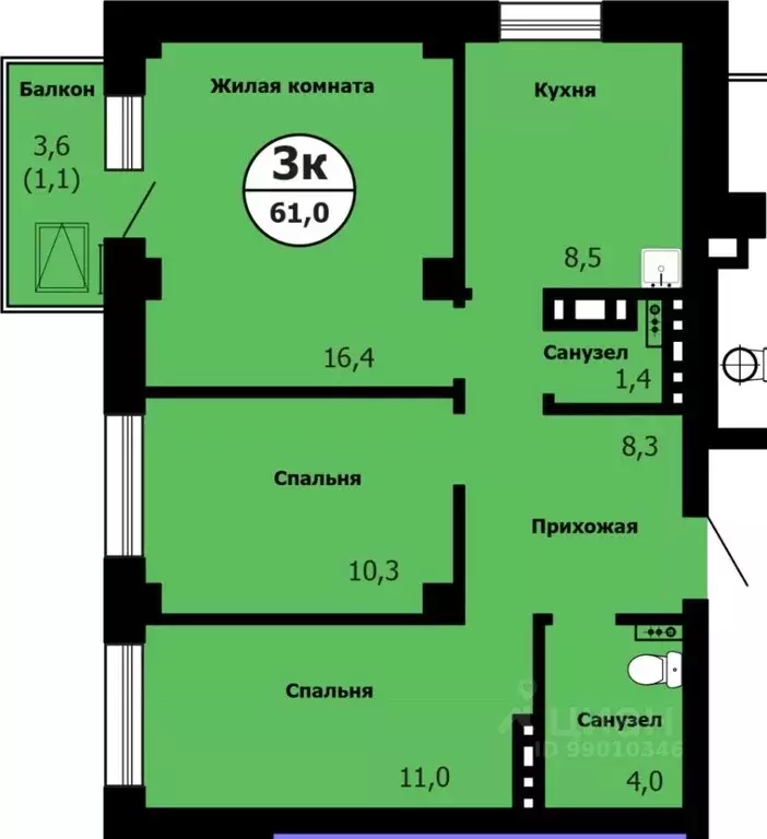 3-к кв. Красноярский край, Красноярск Сад № 2 Локомотивного Депо СНТ, ... - Фото 1