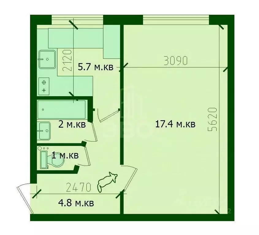 1-к кв. Санкт-Петербург ул. Пионерстроя, 12 (30.9 м) - Фото 1