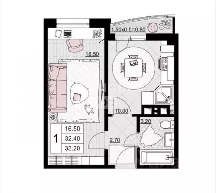 1-к кв. Краснодарский край, Анапа проезд Межсанаторный, 20/1 (33.2 м) - Фото 1
