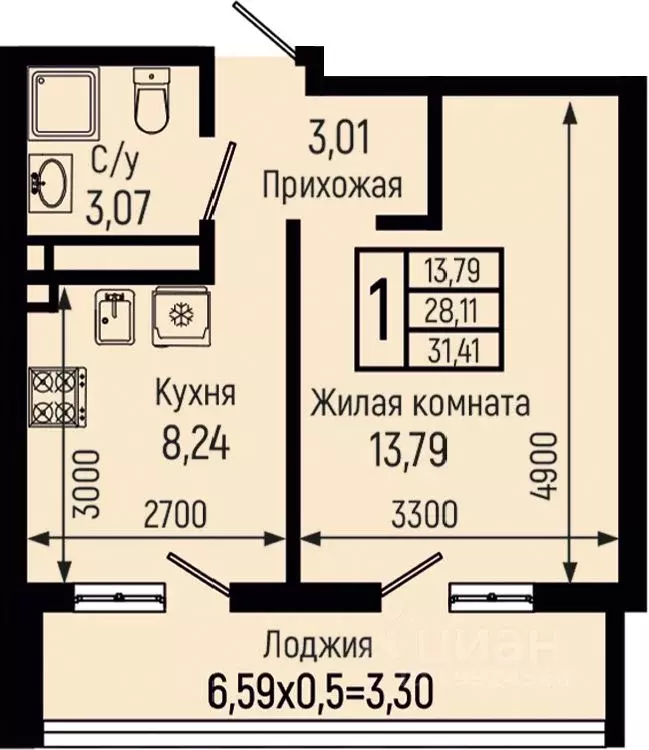 1-к кв. Краснодарский край, Туапсинский муниципальный округ, с. Небуг ... - Фото 0