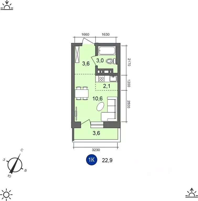 1-к кв. Иркутская область, Иркутск Академгородок мкр,  (22.9 м) - Фото 0