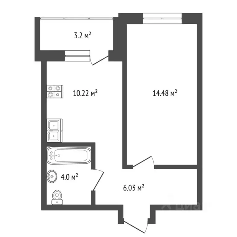 1-к кв. Санкт-Петербург пос. Парголово, дор. Михайловская, 14к1 (38.0 ... - Фото 2