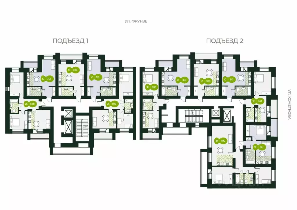 2-к кв. Забайкальский край, Чита ул. Кочеткова, 76 (68.85 м) - Фото 1