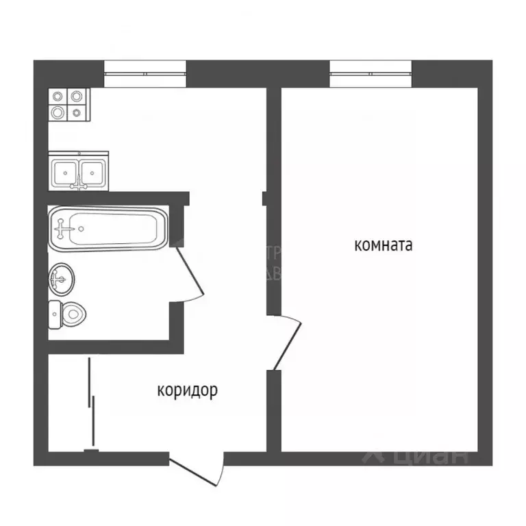 1-к кв. Тюменская область, Тюмень ул. Коммунаров, 4 (34.8 м) - Фото 1