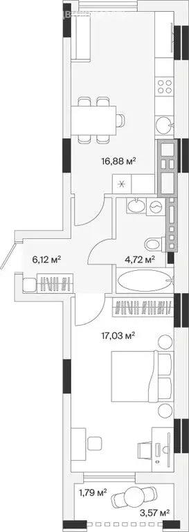 1-комнатная квартира: Малое Исаково, Первая улица, 1к2 (46.8 м) - Фото 1