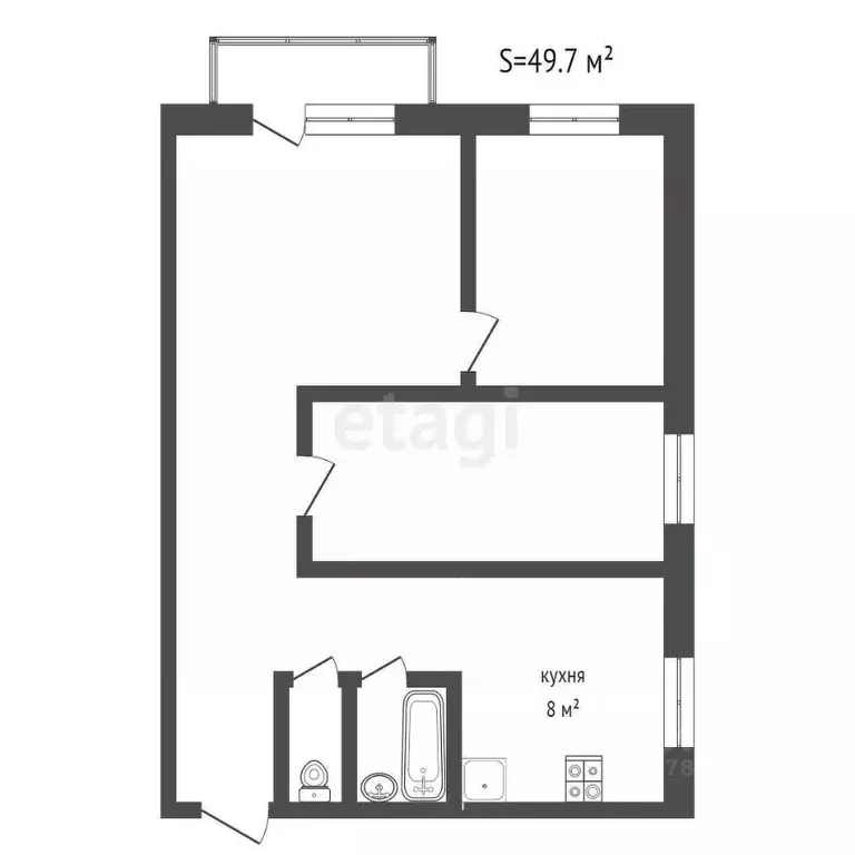 3-к кв. Кемеровская область, Прокопьевск ул. Обручева, 22 (49.7 м) - Фото 2