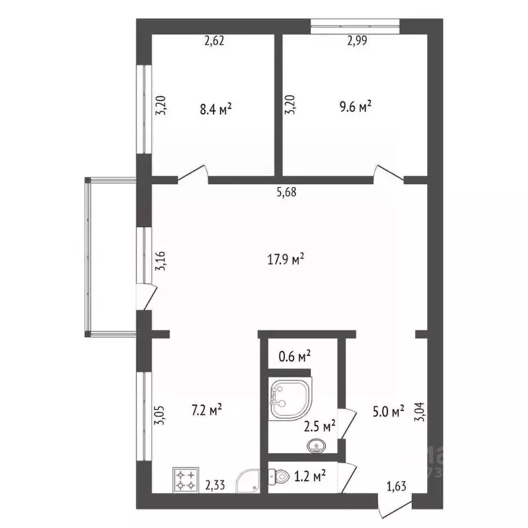 3-к кв. Амурская область, Благовещенск 2-й мкр, ул. Кантемирова, 7 ... - Фото 2